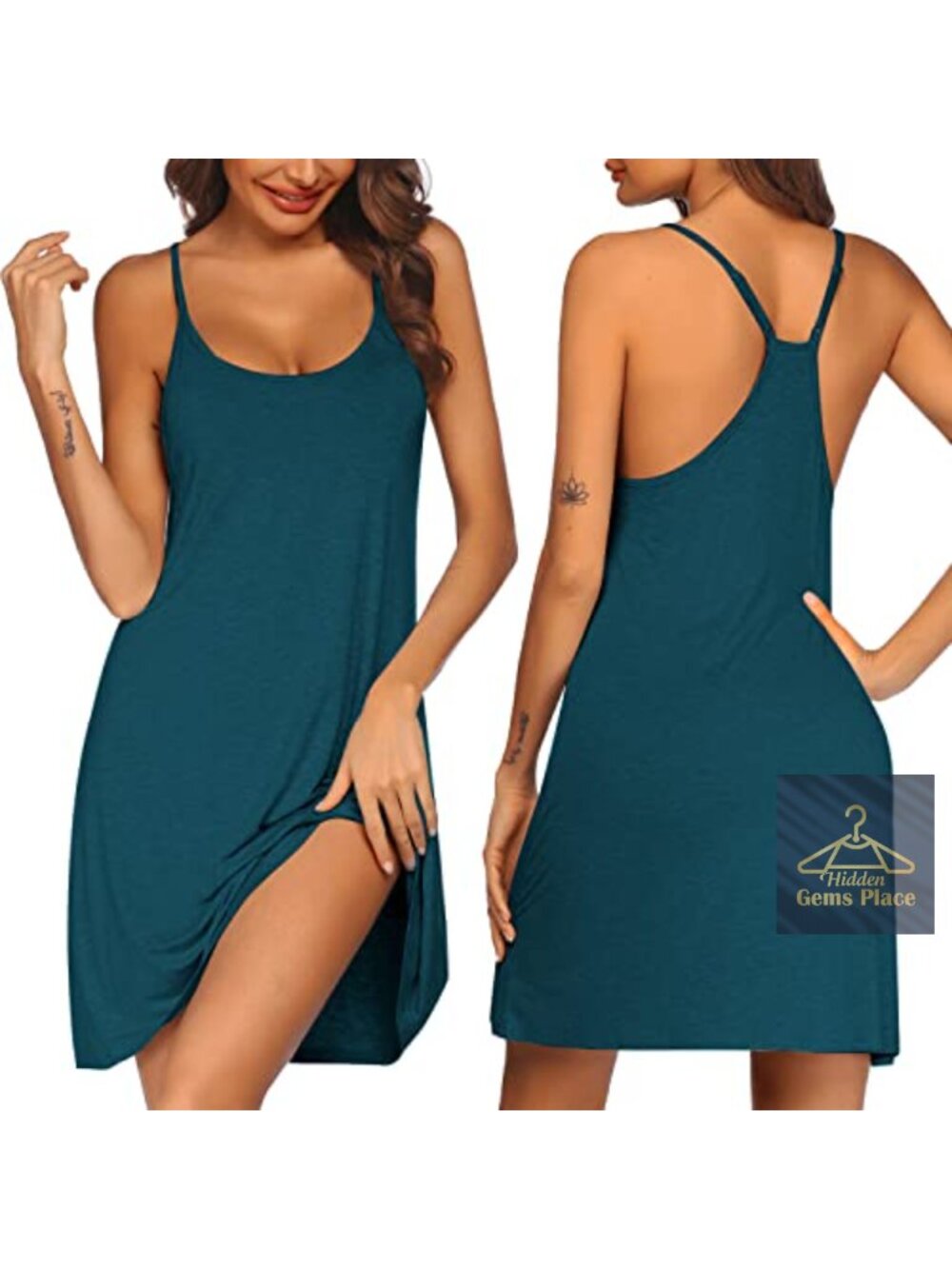 Ekouaer Women's Racerback Sleeveless Nightgown Polyester Spandex Sleepwear